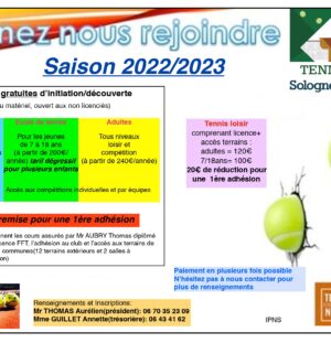 Tennis saison 2022 2023